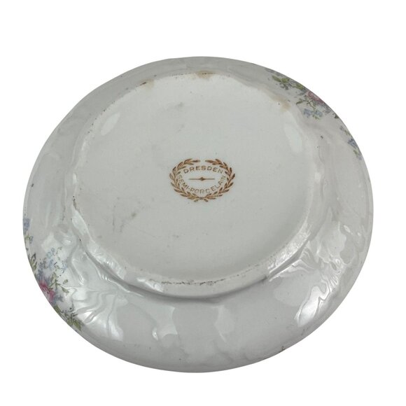 Dresden Semi-Porcelain Floral Lidded Tureen Dish With Gold Trim - Picture 3 of 7